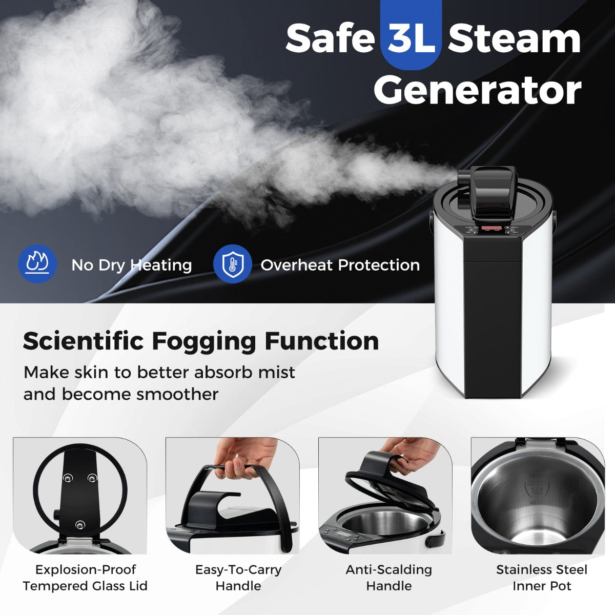 Full Body Steam Sauna Tent with 3L Steam Generator for Single Person-Black