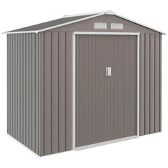 Outsunny 7ft x 4ft Lockable Garden Metal Storage Shed Storage Roofed Tool Metal Shed w/ Air Vents Steel Grey