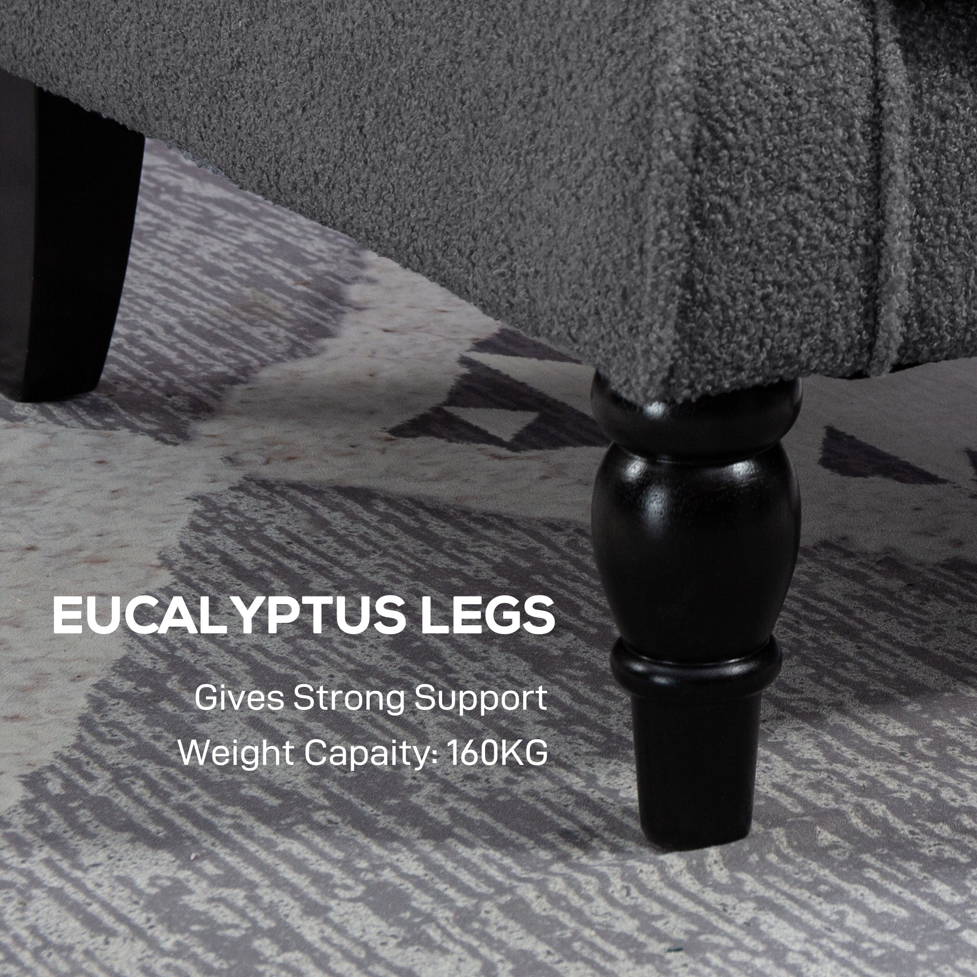 HOMCOM Teddy Fleece Retro Wingback Chair - Grey