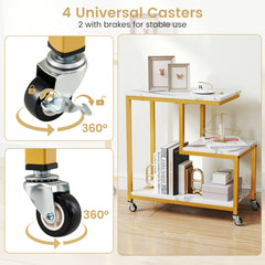 3-Tier Small Sofa Couch Side Table with Lockable Casters for Living Room-White