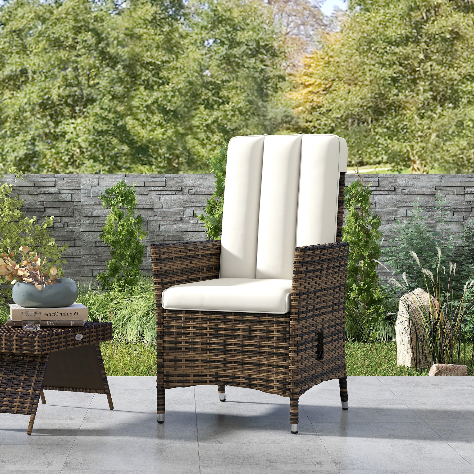 Outsunny 105√Ç¬∞-150√Ç¬∞ Reclining Rattan Chair - Cream
