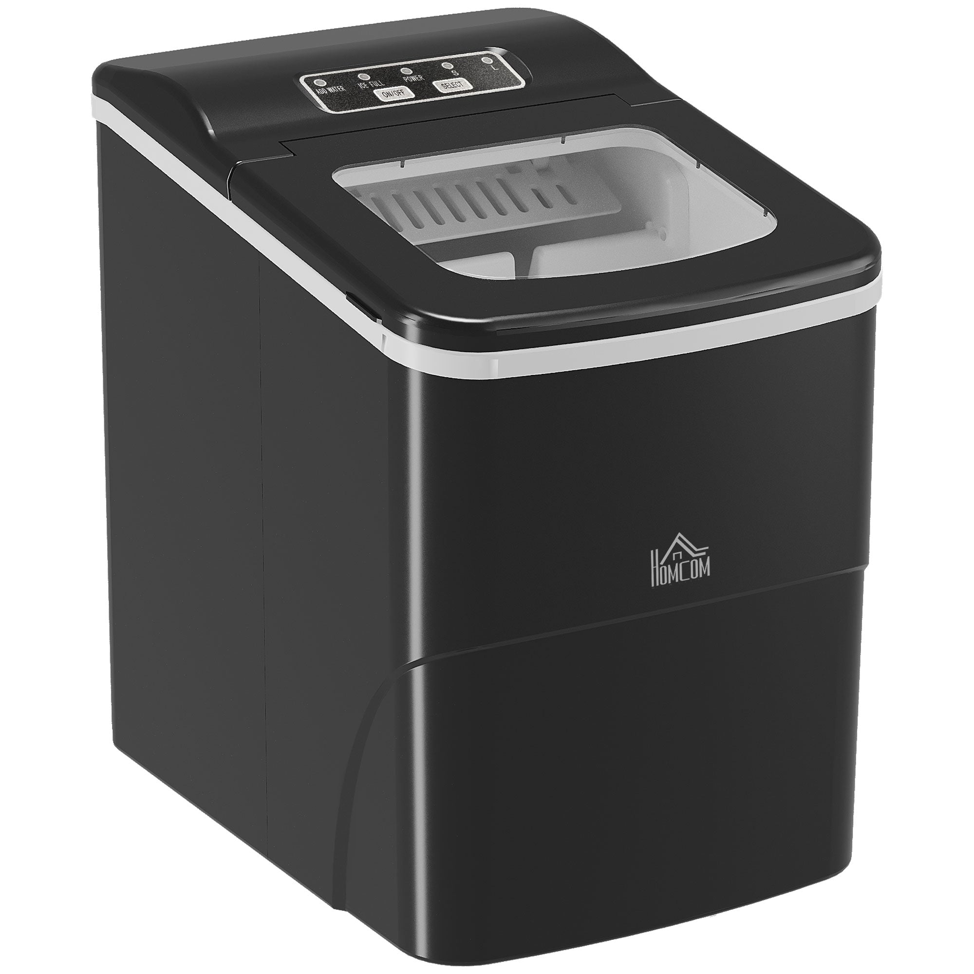 HOMCOM 12kg Countertop Ice Cube Machine, with Scoop - Black