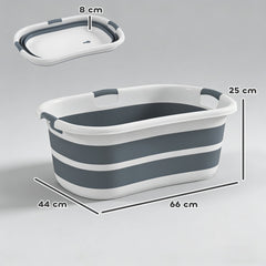 PawHut Dog Bath Tub, Portable Foldable Dog Bathtub with Drainage Hole, for Small Dogs Puppies Grey