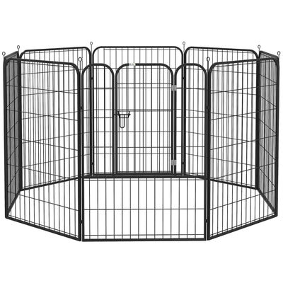 PawHut 8 Panels Heavy Duty Puppy Playpen, for Large, Medium Dogs, Indoor and Outdoor Use - Black