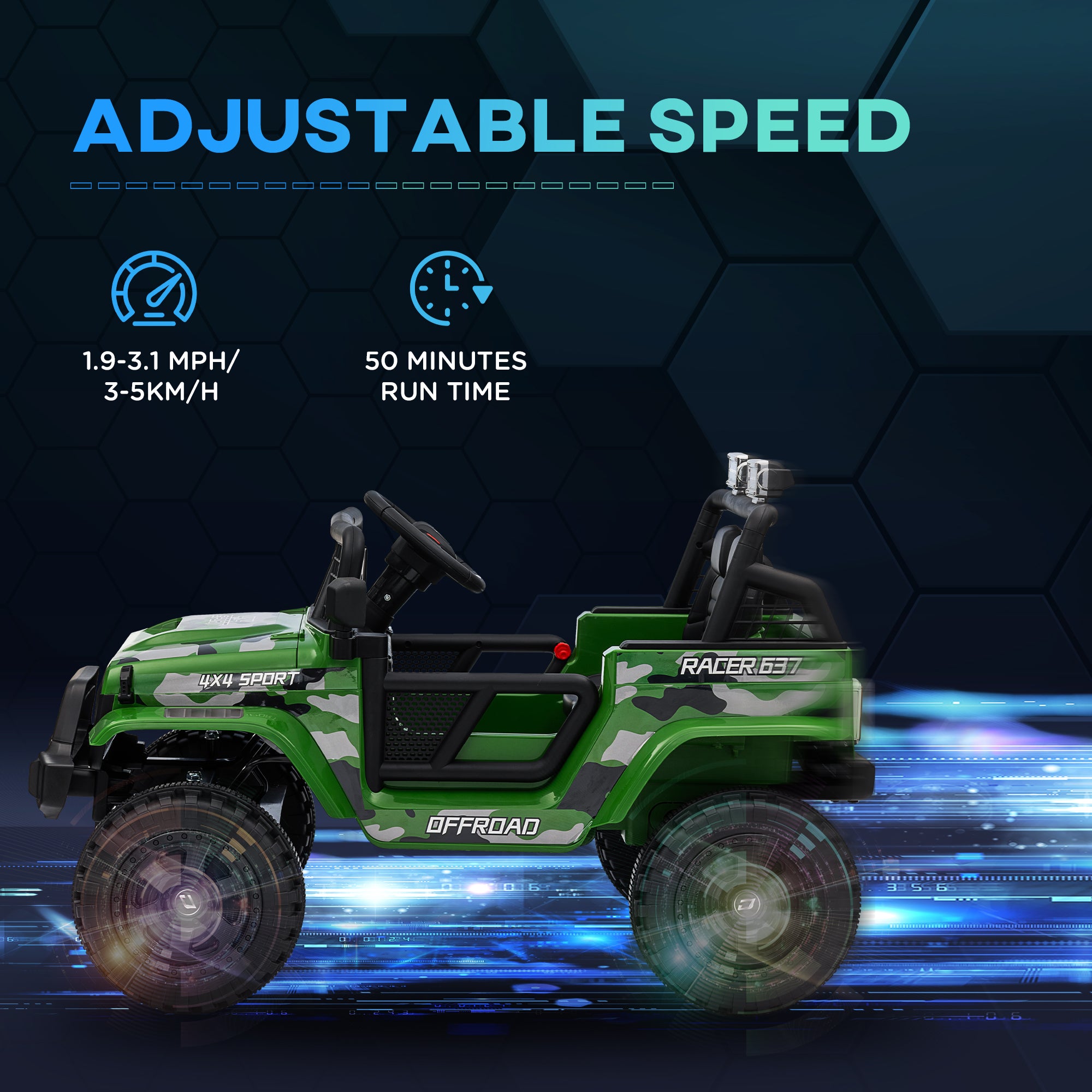 AIYAPLAY 12V Battery Powered Kids Ride-On Car, Electric Truck w/ Spring Suspension, Remote, Music, Horn, Lights, Green