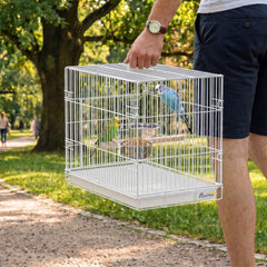 PawHut Bird Cage Foldable Portable Budgie Cage with Wooden Perch 2 Bowls for Travel 49 x 31 x 40 cm Black