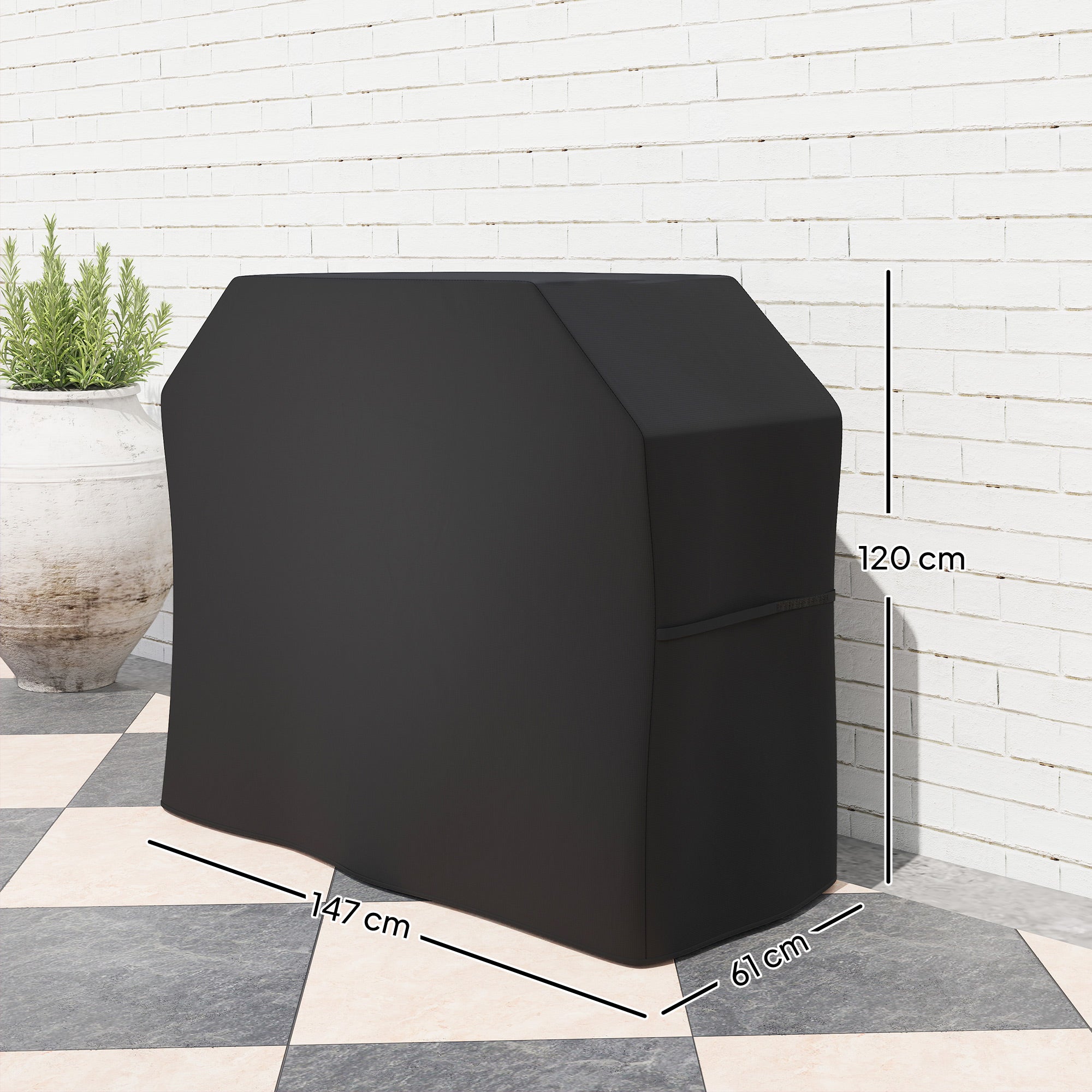 Outsunny 147 x 61cm Plastic Coated Protective Grill Cover - Black