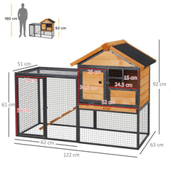 PawHut Rabbit Hutch Guinea Pig Hutch Wood-metal Elevated Guinea Pig House Pet Bunny Cage for Outdoor 122 x 63 x 92cm Light Yellow