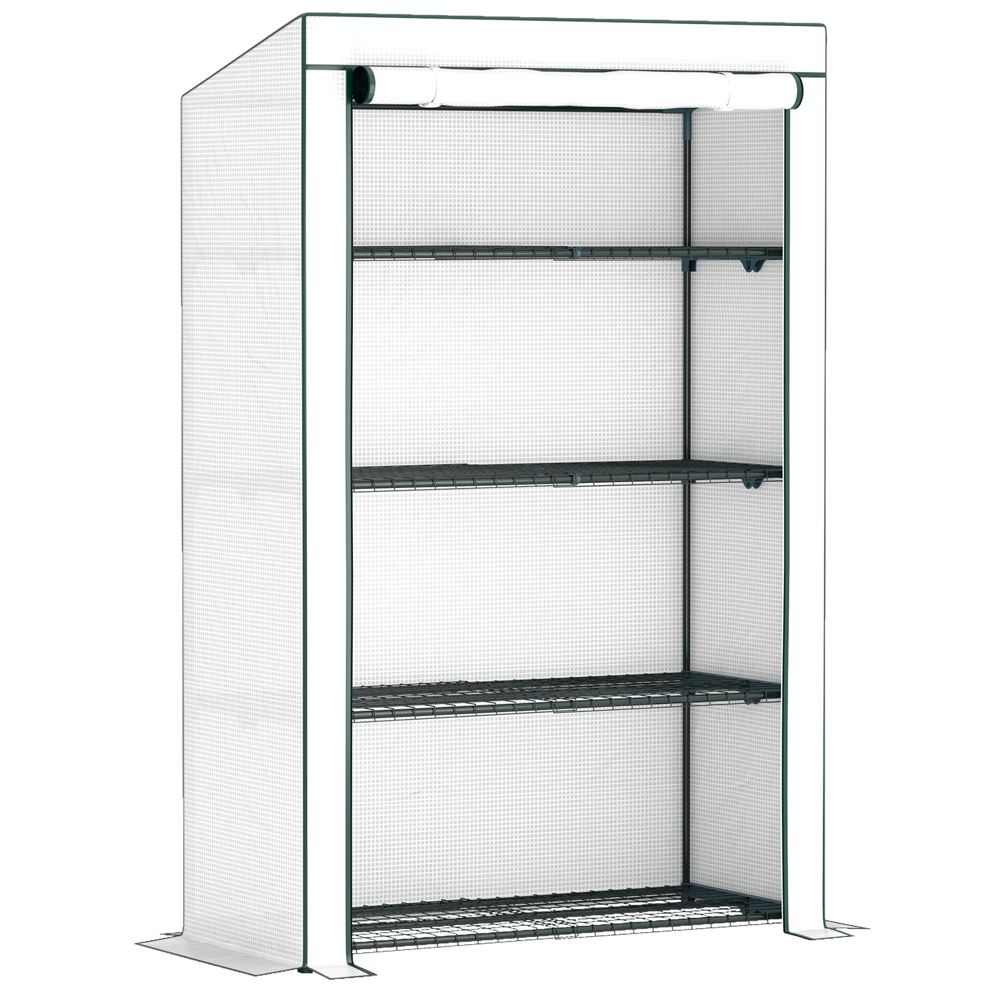 Outsunny Four-Tier Mini Greenhouse - Green/White