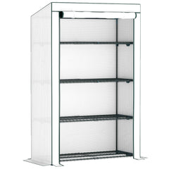 Outsunny Four-Tier Mini Greenhouse - Green/White