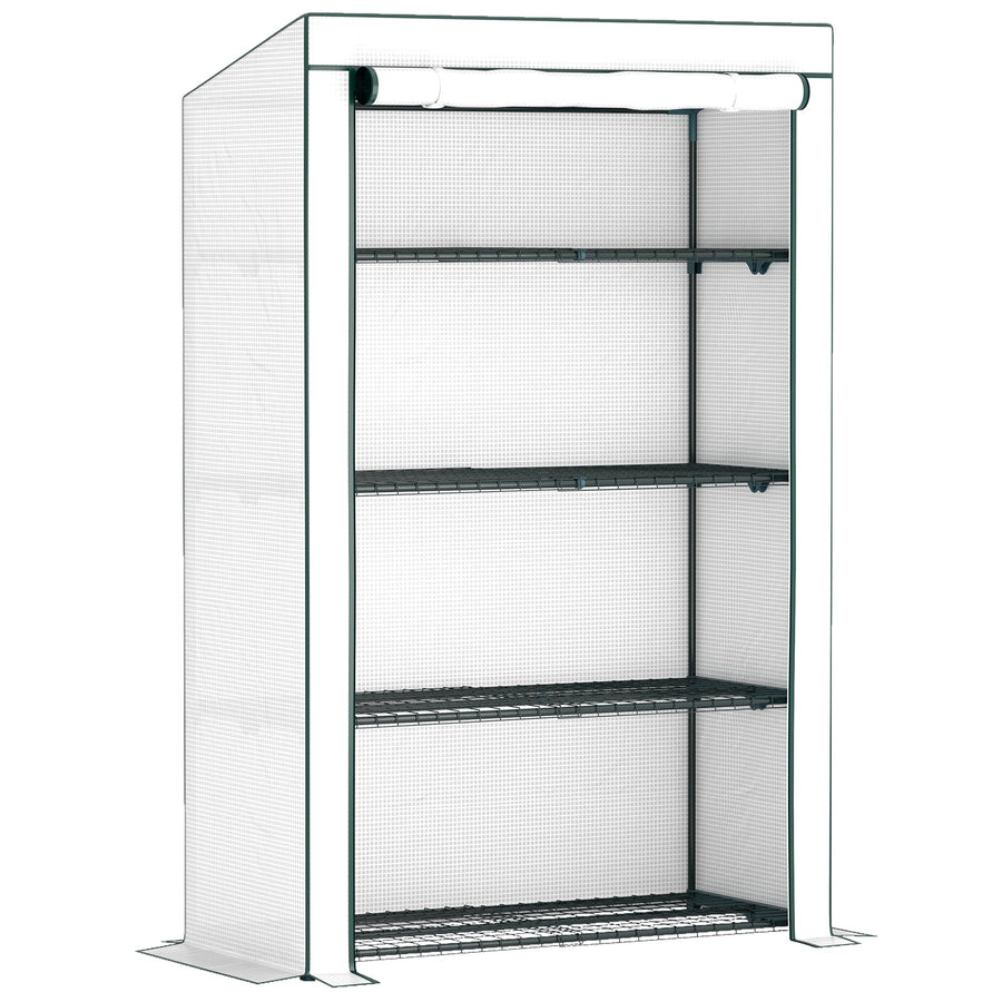 Outsunny Four-Tier Mini Greenhouse - Green/White
