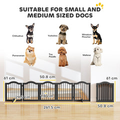PawHut Wooden Foldable Dog Gate Panel Pet Fence Freestanding Safety Barrier for the House, Doorway, Stairs (Black)
