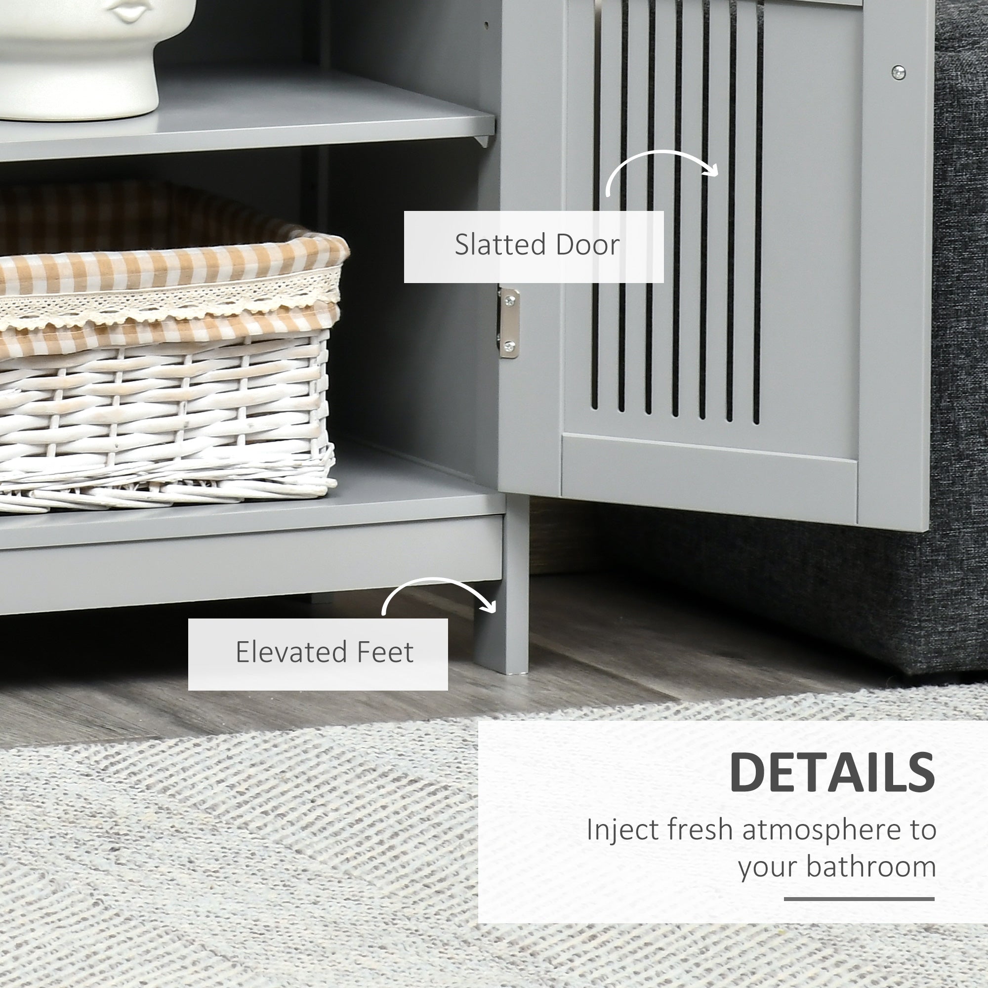 kleankin Modern Bathroom Floor Cabinet - Grey