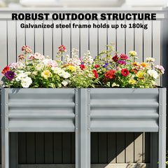 Outsunny Raised Garden Bed with Storage Shelf Steel Elevated Planter Box with Legs for Outdoor Vegetables Flowers