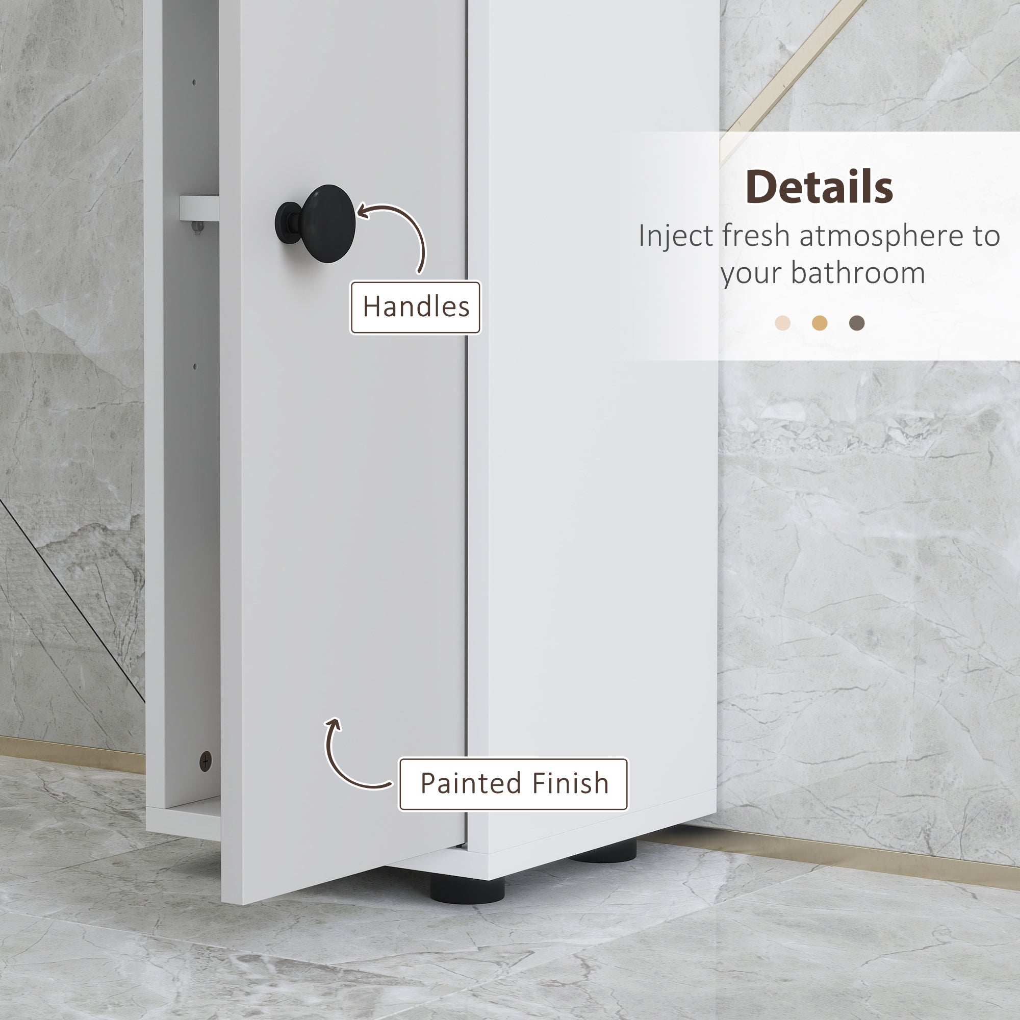 kleankin 180cm Slim Bathroom Cabinet, with Drawer, Shelves and Cupboards - Light Grey