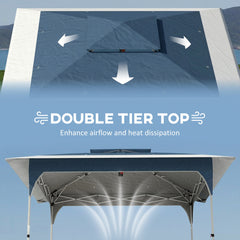 Outsunny 3.5 x 3.5 m Pop Up Gazebo with One-Push Setup, UPF50+ Double Tier Garden Party Tent Marquee with Carry Bag, Blue