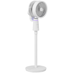 HOMCOM Pedestal Air Circulation Fan with Oscillating, Light Off, White