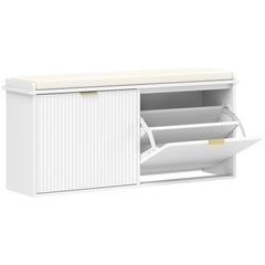 HOMCOM Elegant Ten Shoe Bench, with Top Seat - White
