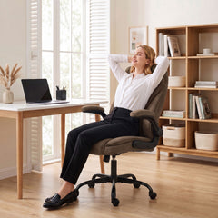 HOMCOM Office Chair, Ergonomic Desk Chair with Flip-up Armrest, Pocket Springs, Swivel Wheels, Adjustable Height, Brown