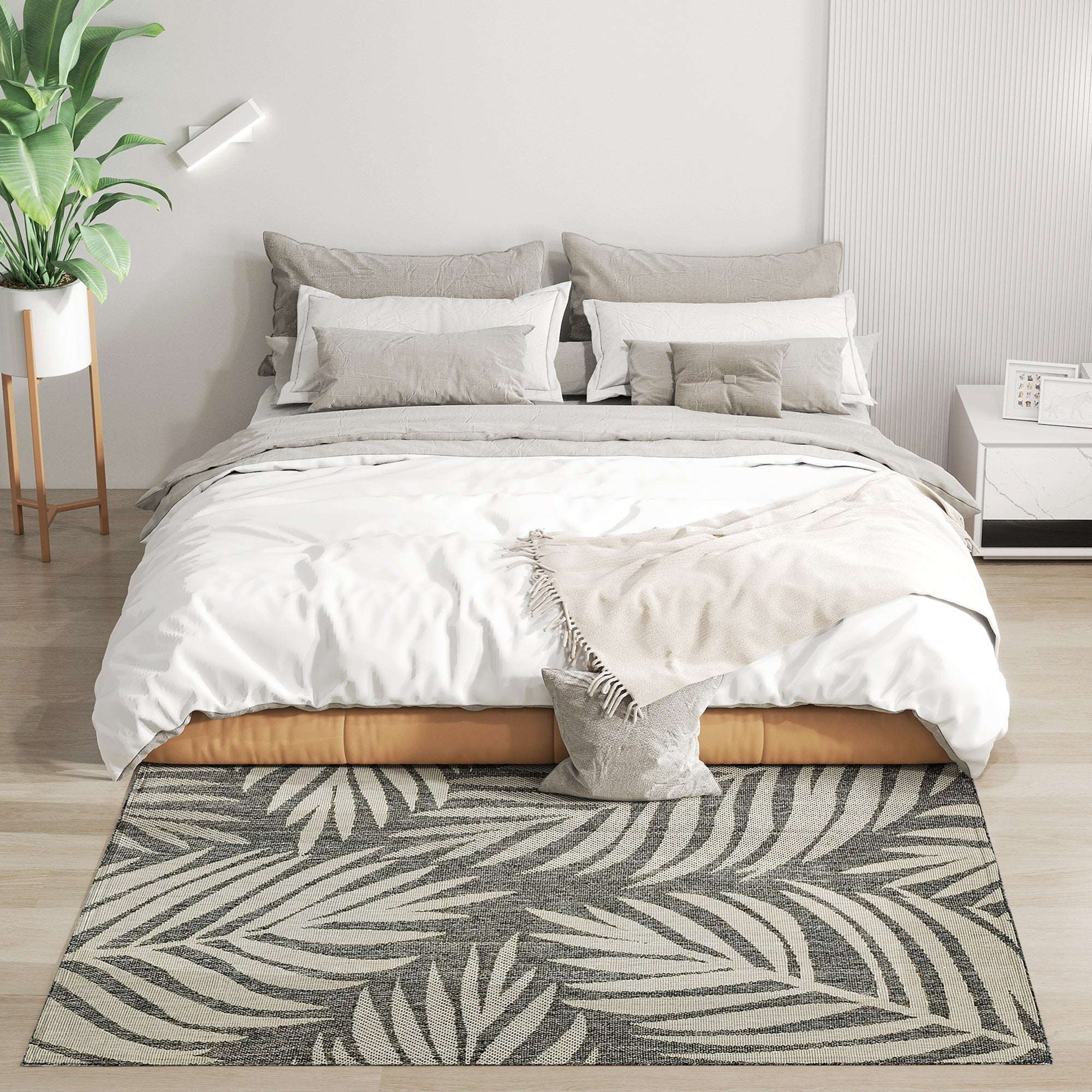 HOMCOM UV Resistant Indoor & Outdoor Area Rug, Easy-Cleaning Machine Washable Rug for Patio, Garden, Kitchen, Bathroom or Living Room, 170 x 120 cm, Grey