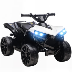 AIYAPLAY 6V Kids ATV, 4 Wheeler Electric Ride on Car with Music and LED Headlights, for Ages 18-56 Months Boys and Girls, White