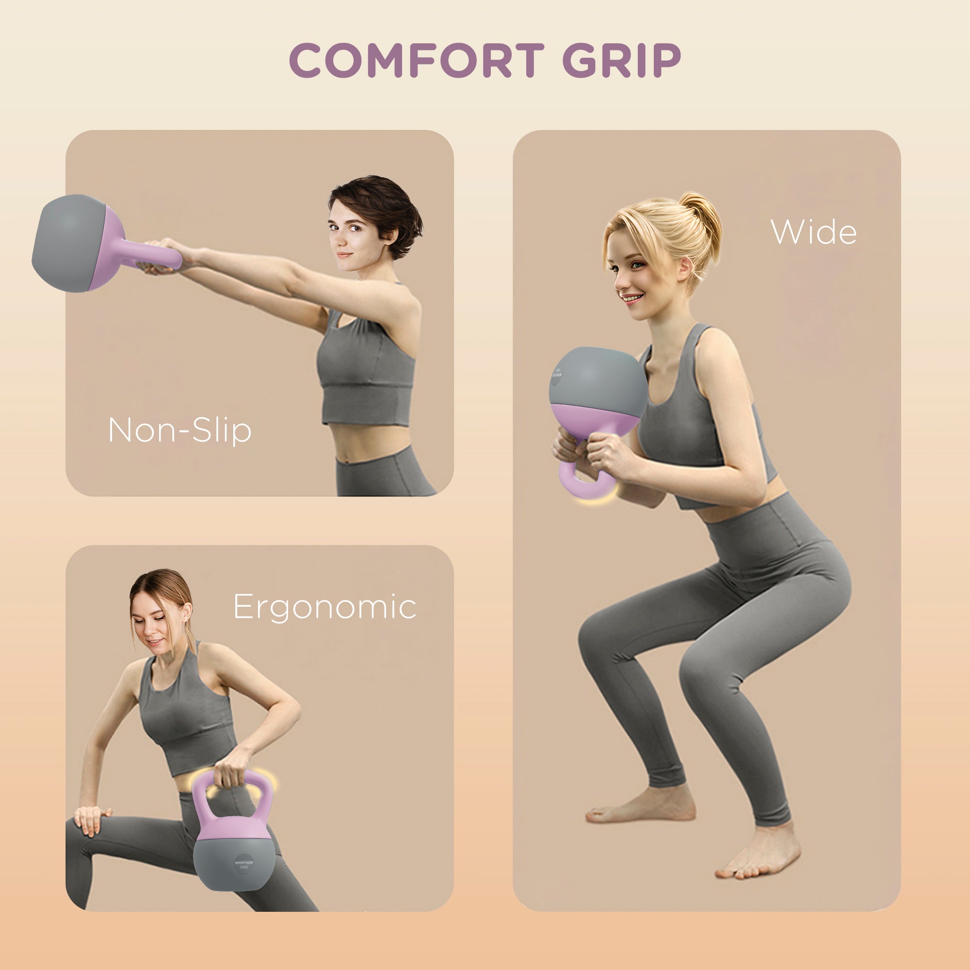 SPORTNOW 6KG Soft Kettlebell, Kettle Bell with Non-Slip Handle for Home Gym, Weight Lifting, Strength Training, Purple/Grey