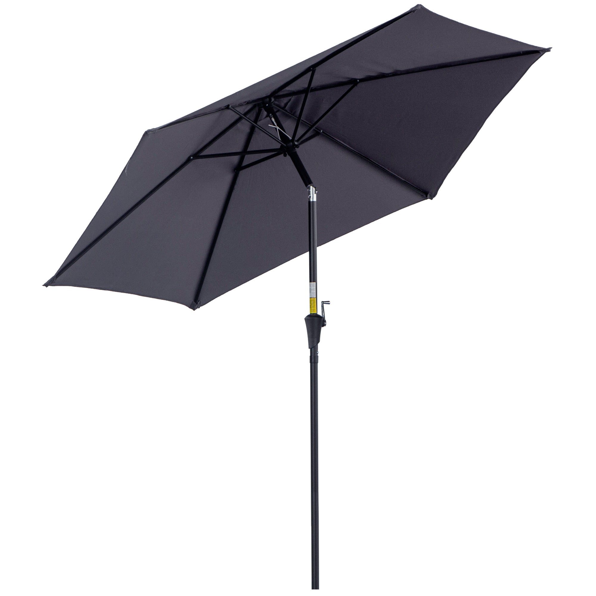 Outsunny 2.6M Garden Parasol Umbrella with Tilt and Crank, Outdoor Sun Parasol Sunshade Shelter with Aluminium Frame, Grey