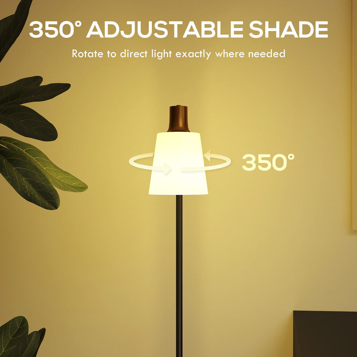 HOMCOM Floor Lamp with 350° Rotatable Head, Modern Standing Lamp with 3000K/4000K/6500K Colour Temperatures for Living Room Bedroom Office, Black