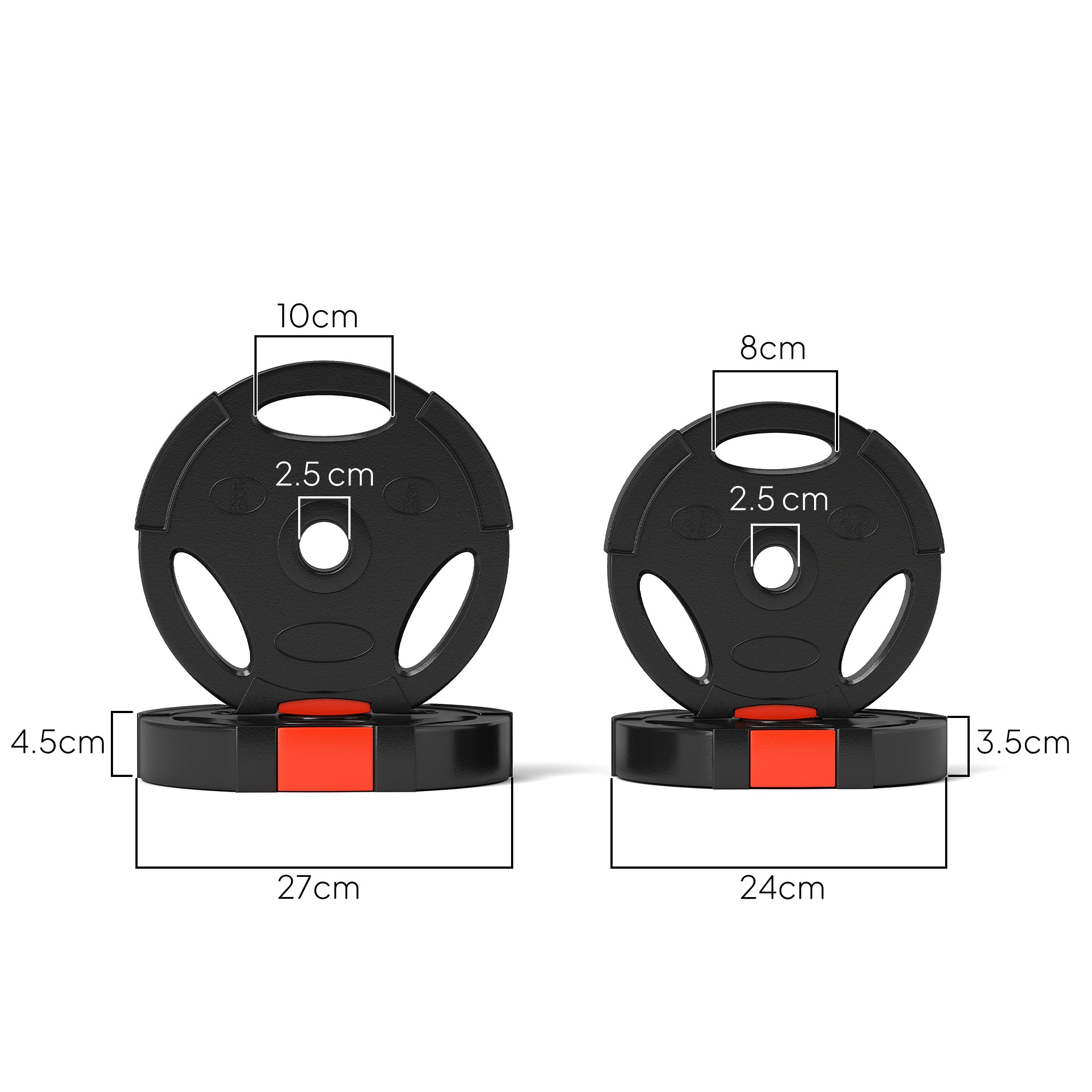 SPORTNOW Olympic Weight Plates Set, with Two 5kg and Two 2.5kg weights, Black
