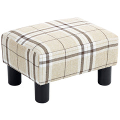 HOMCOM Linen Fabric Footstool Ottoman Cube with 4 Plastic Legs, Multi-colored