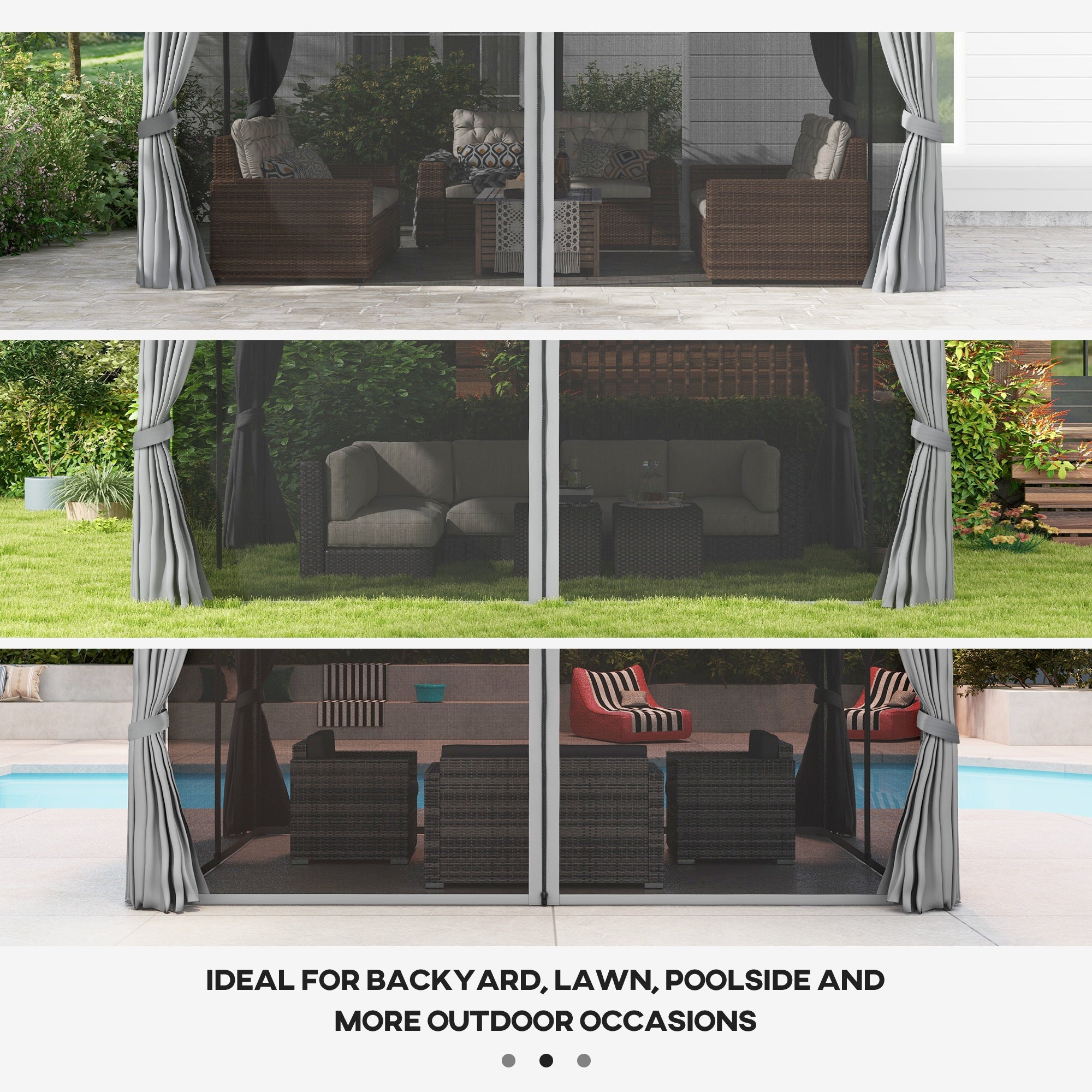 Outsunny 3 x 4m Aluminium Garden√Ç Gazebo, Marquee Canopy Shelter Pavilion Party Tent with Nets and Curtains for Garden and Deck, Light Grey