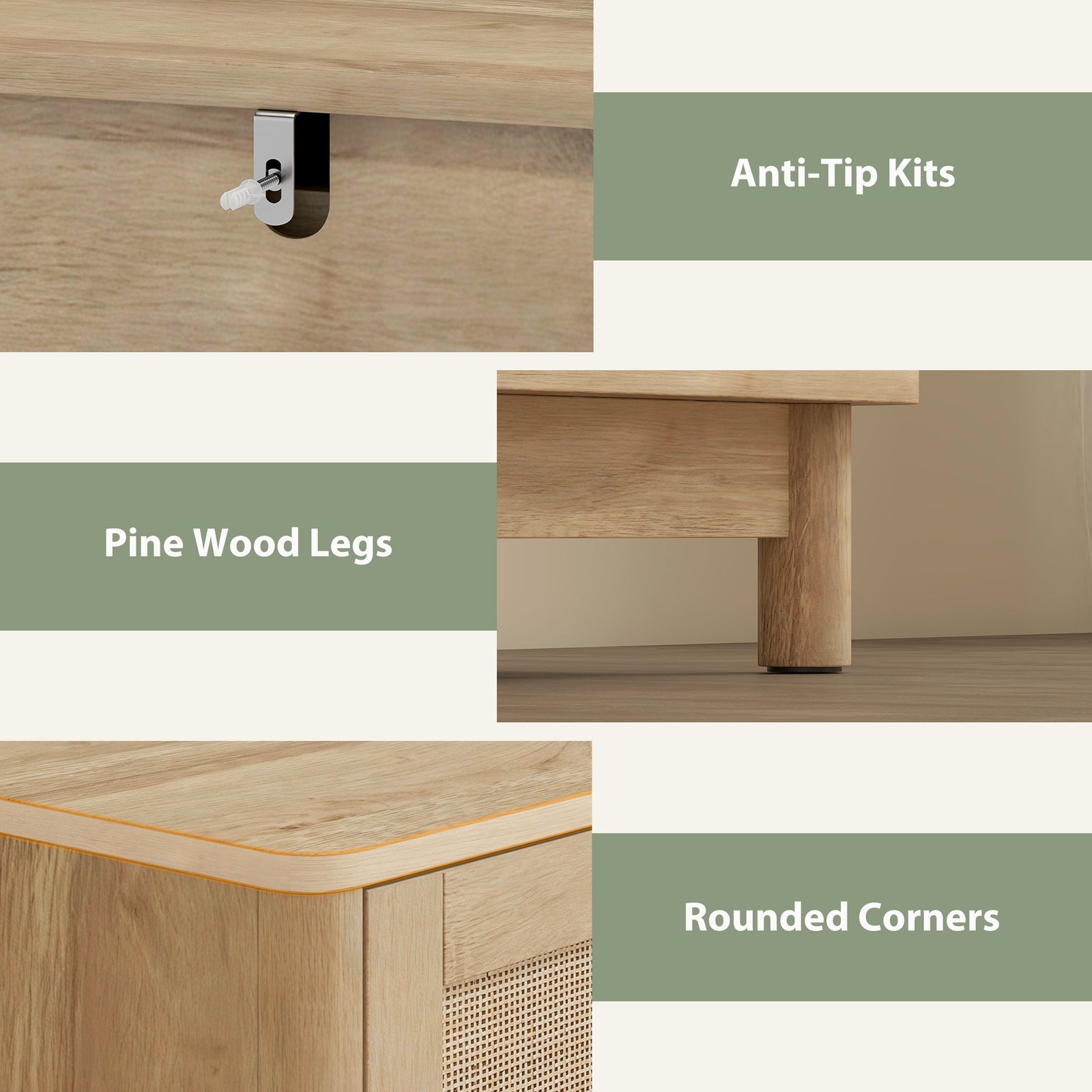 HOMCOM 40 cm Drawer Chest of Drawers with 3 Drawer - Oak
