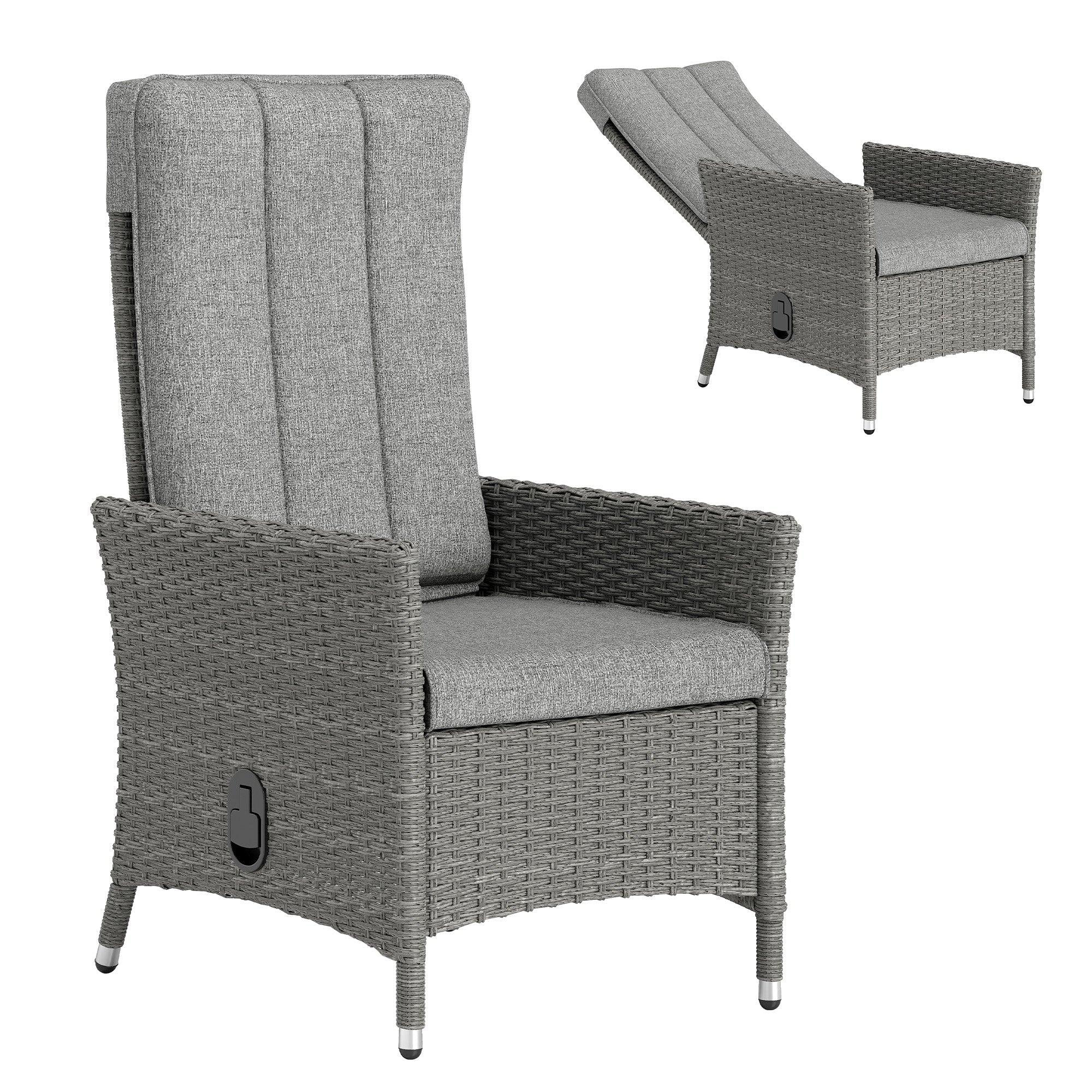 Outsunny 105Â°-150Â° Reclining Rattan Chair - Light Grey