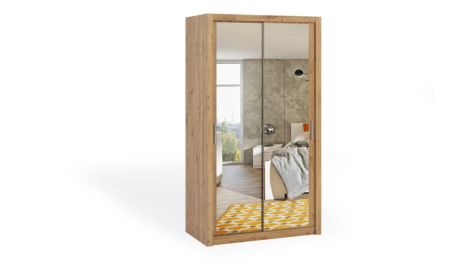 Bono Sliding Door Wardrobe With Mirrors 120cm