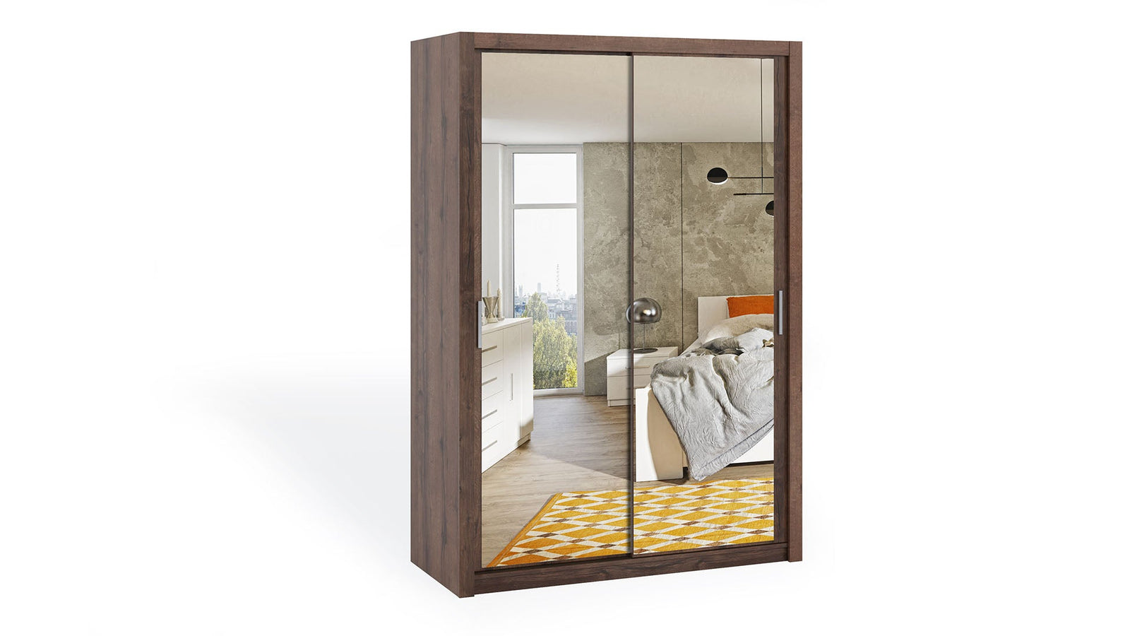 Bono Sliding Door Wardrobe With Mirrors 150cm
