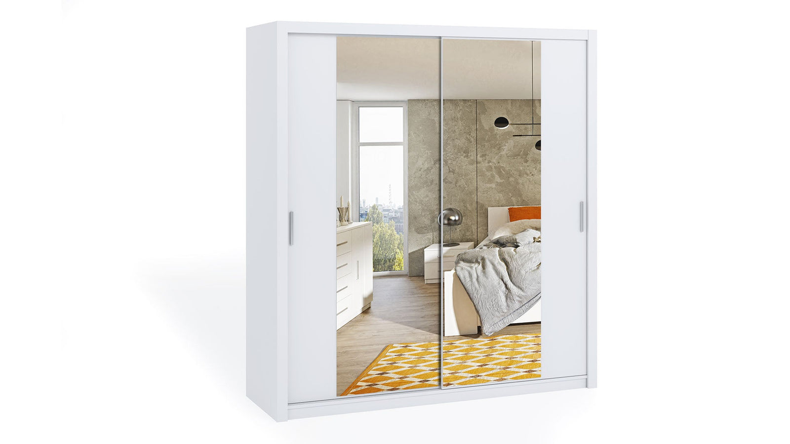 Bono Sliding Door Wardrobe With Mirrors 200cm