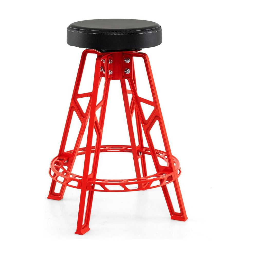 Garage Chair with Round Padded Seat featuring a bright red frame and a black circular cushion