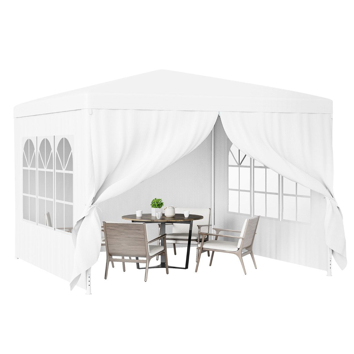 3 x 3 m Gazebo Shelter with Large Canopy and Steel Tubes-White