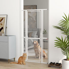 PawHut 180cm Extra Tall Pet Gate with 3.5 cm Narrow Gap, Pressure Mounted No Drilling Cat Gate for Doorways, 77-104cm Width