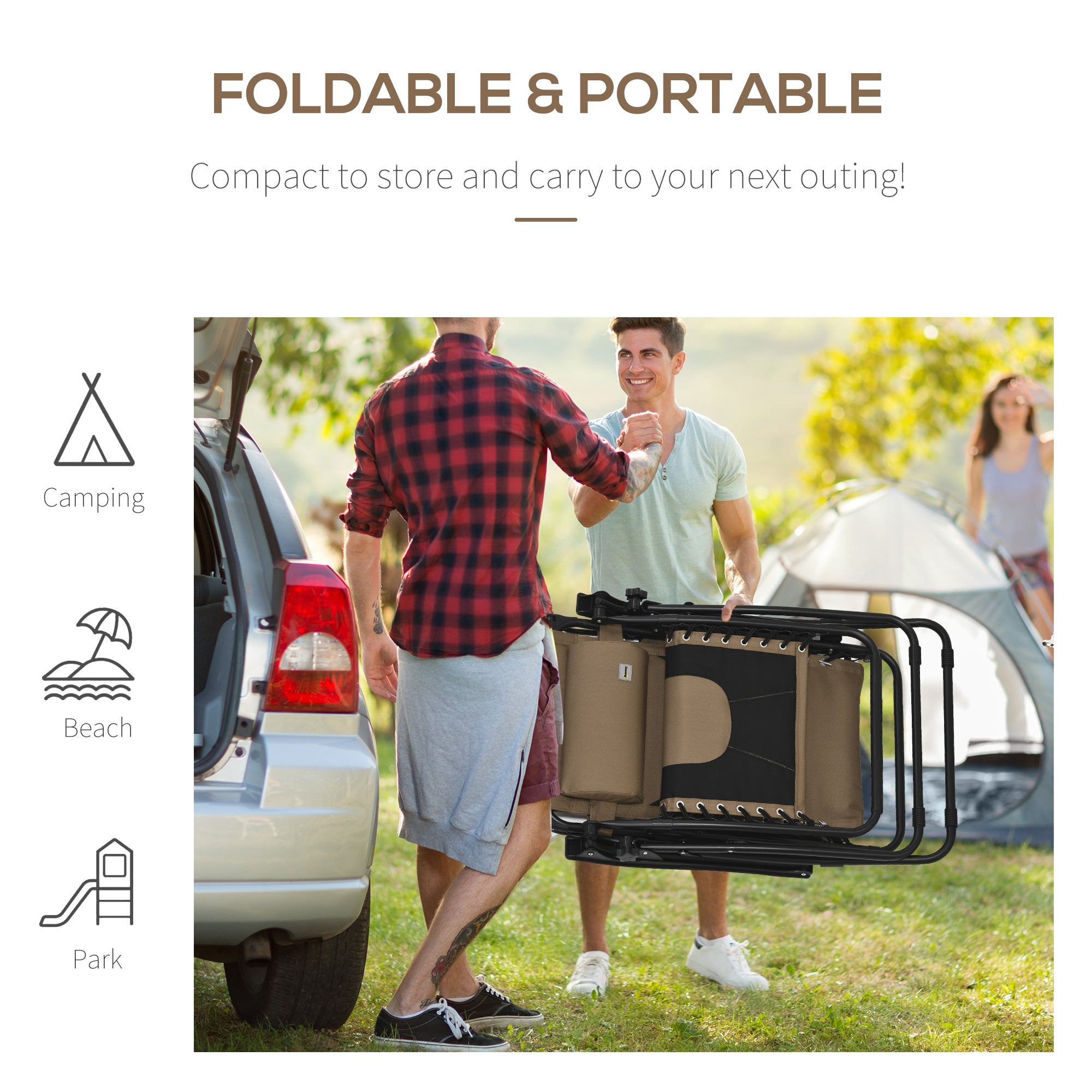 Outsunny Zero Gravity Lounger Chair, Folding Reclining Patio Chair with Shade Cover, Padded Seat, Cup Holder, Soft Cushion and Headrest for Poolside, Camping, Coffee