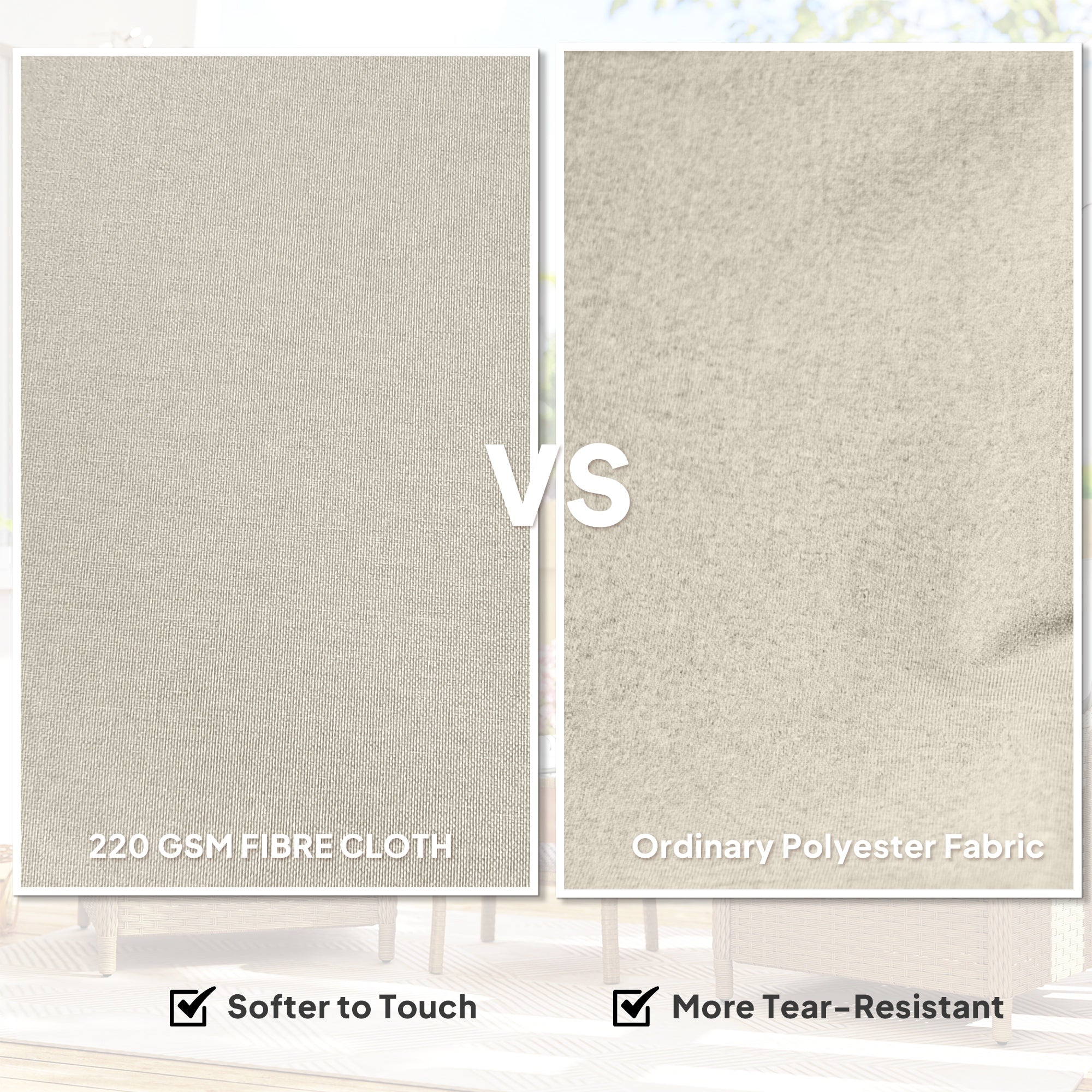 Outsunny Rattan Garden Chairs Set of 2, Outdoor Rattan Chairs with Cushions, Armrests and High Back, PE Wicker Garden Armchair with Steel Frame for Balcony, Porch, Beige