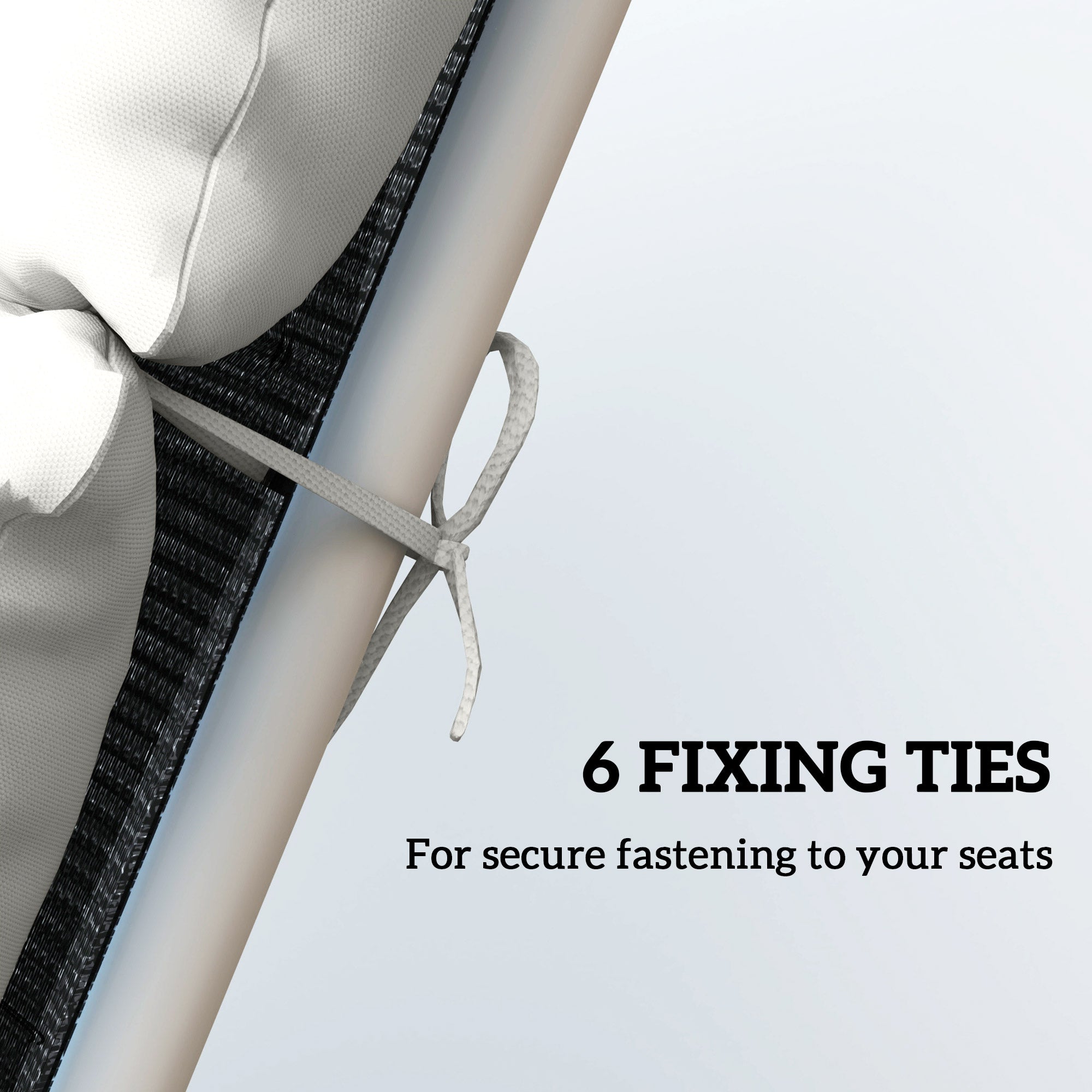 Outsunny Sun Lounger Cushions Only, 190x56x10cm Garden Lounge Chair Cushions, UPF20+ 220gsm Fabric, Thick Sunbed Replacement Pads with 6 Ties, Light Grey