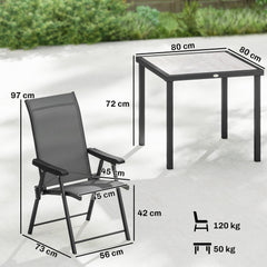 Outsunny 5 Pieces Outdoor Dining Set, Garden Dining Set for 4 with Square Table and Folding Chairs, Grey
