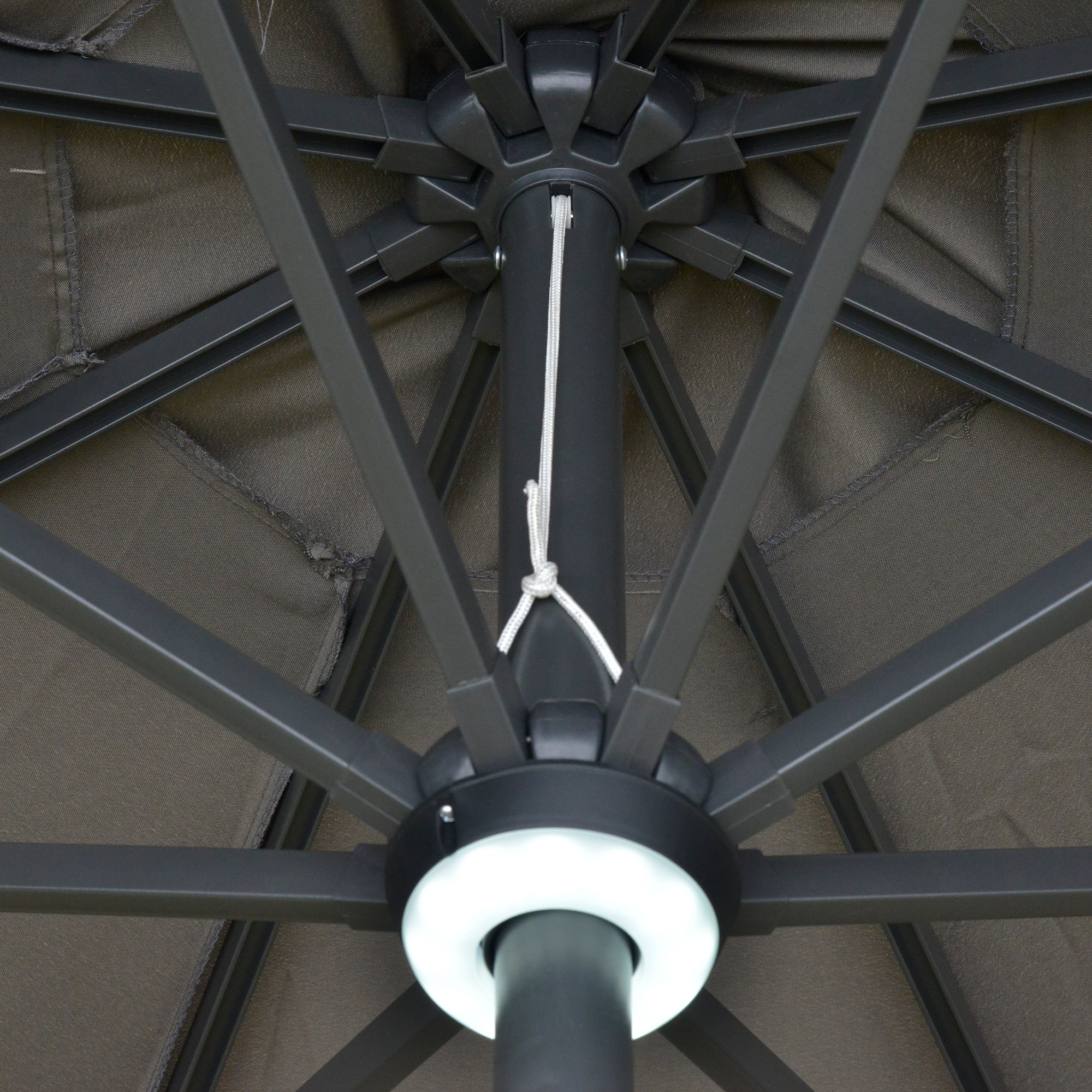 Outsunny 2.7m Garden Parasol Sun Umbrella w/ LED Solar Light Angled Canopy Grey