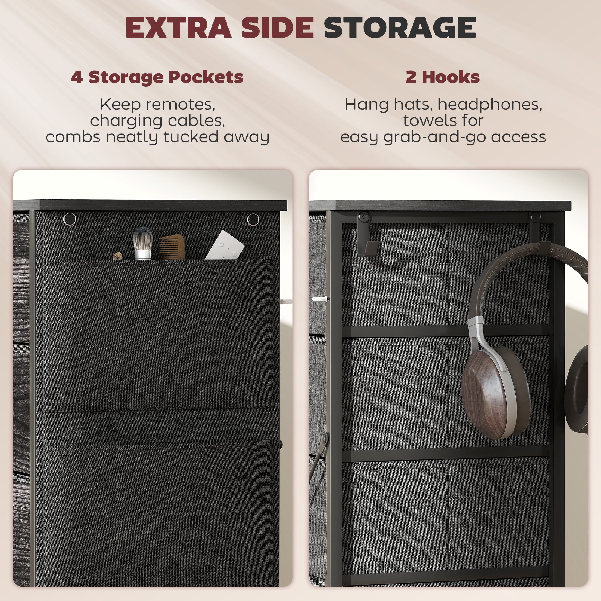 HOMCOM Chest of Ten Fabric Drawers - Black