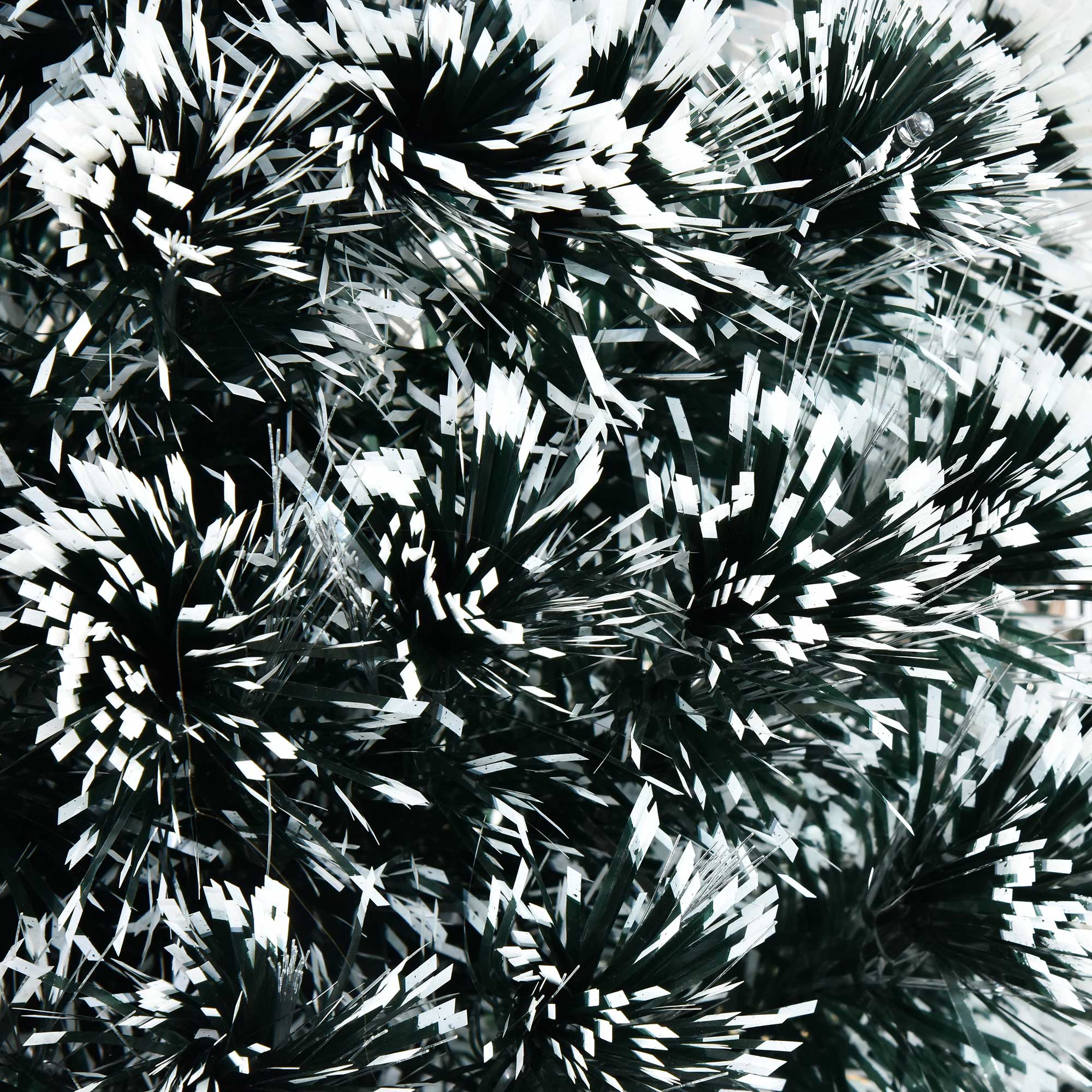 HOMCOM 4ft Artificial Prelit Christmas Tree, Snow Xmas Tree with Colourful LED Lighting Fiber Optics, Green White