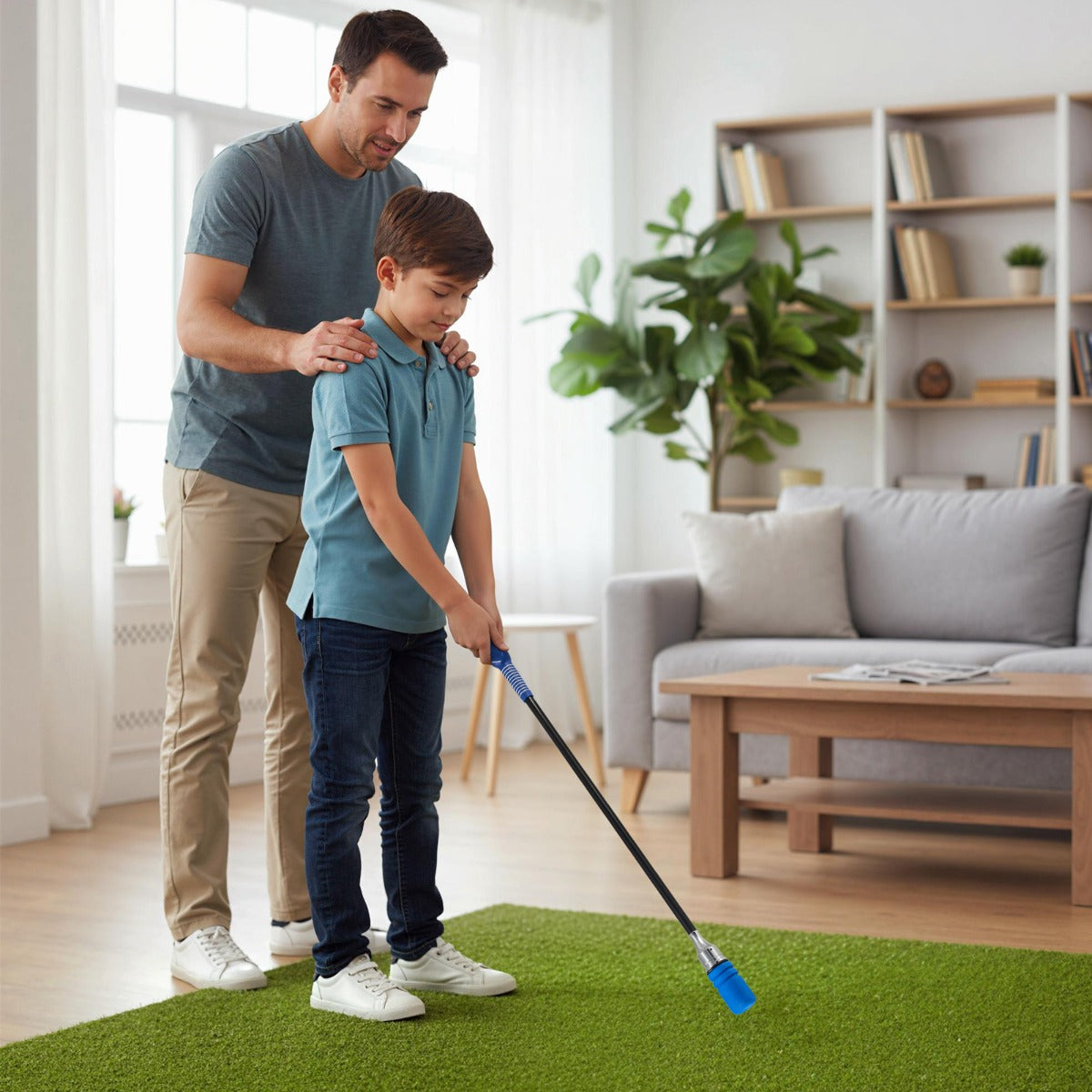 Golf Swing Trainer with Click Sound and Weight Golf Warm-up Practice Tool-Blue