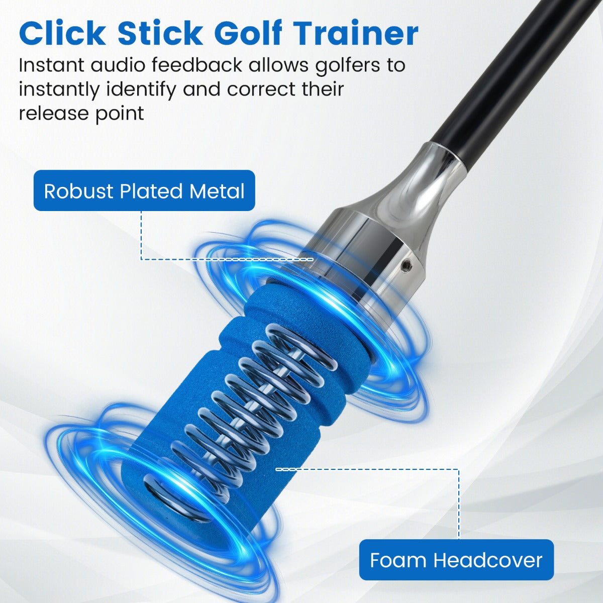Golf Swing Trainer with Click Sound and Weight Golf Warm-up Practice Tool-Blue