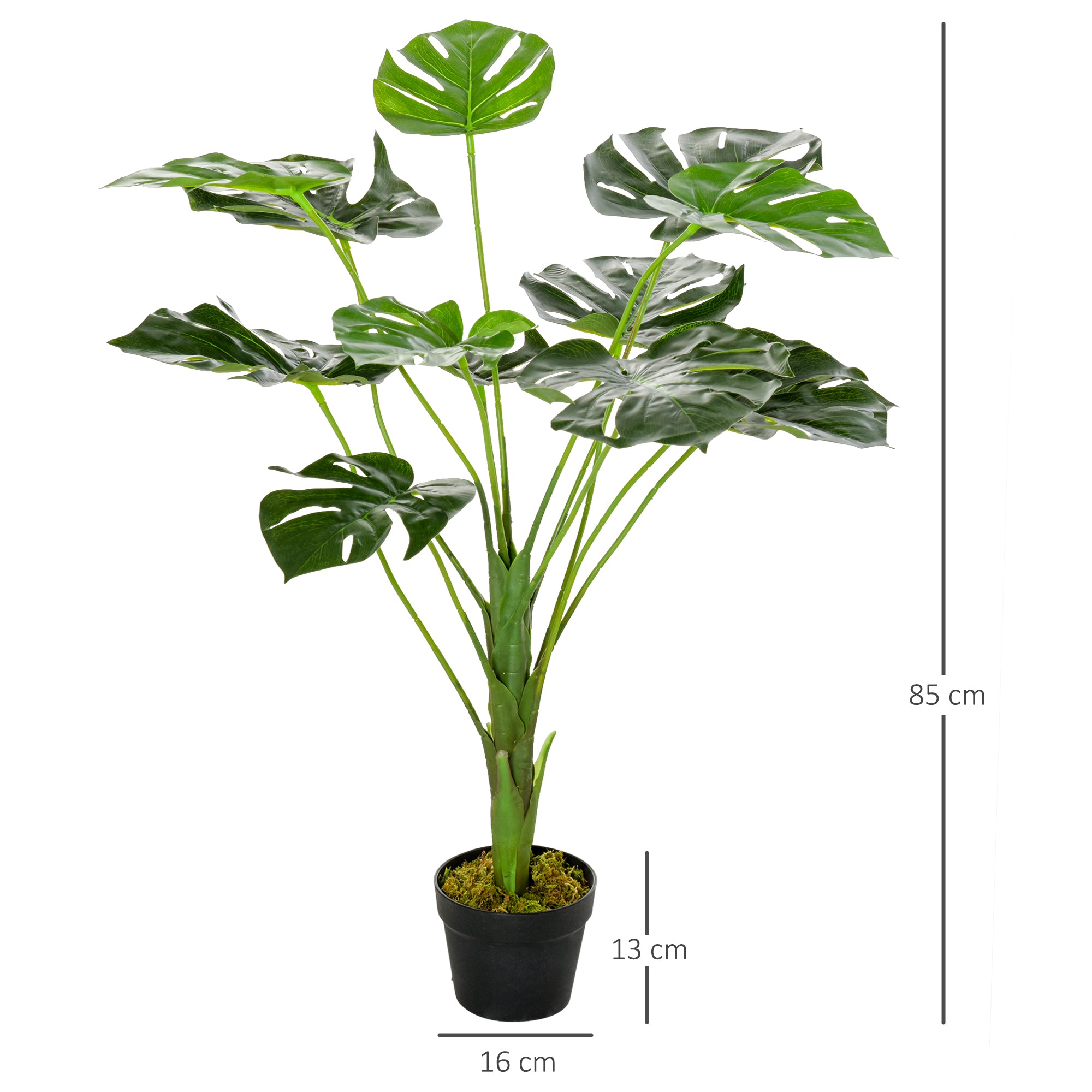 HOMCOM Decorative Artificial Monstera Plants in Pot Fake Plants for Home Indoor Decor, 85cm