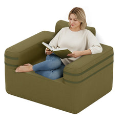 Inflatable Camping Chair Portable Sofa Chair with Built-in Air Pump-Green
